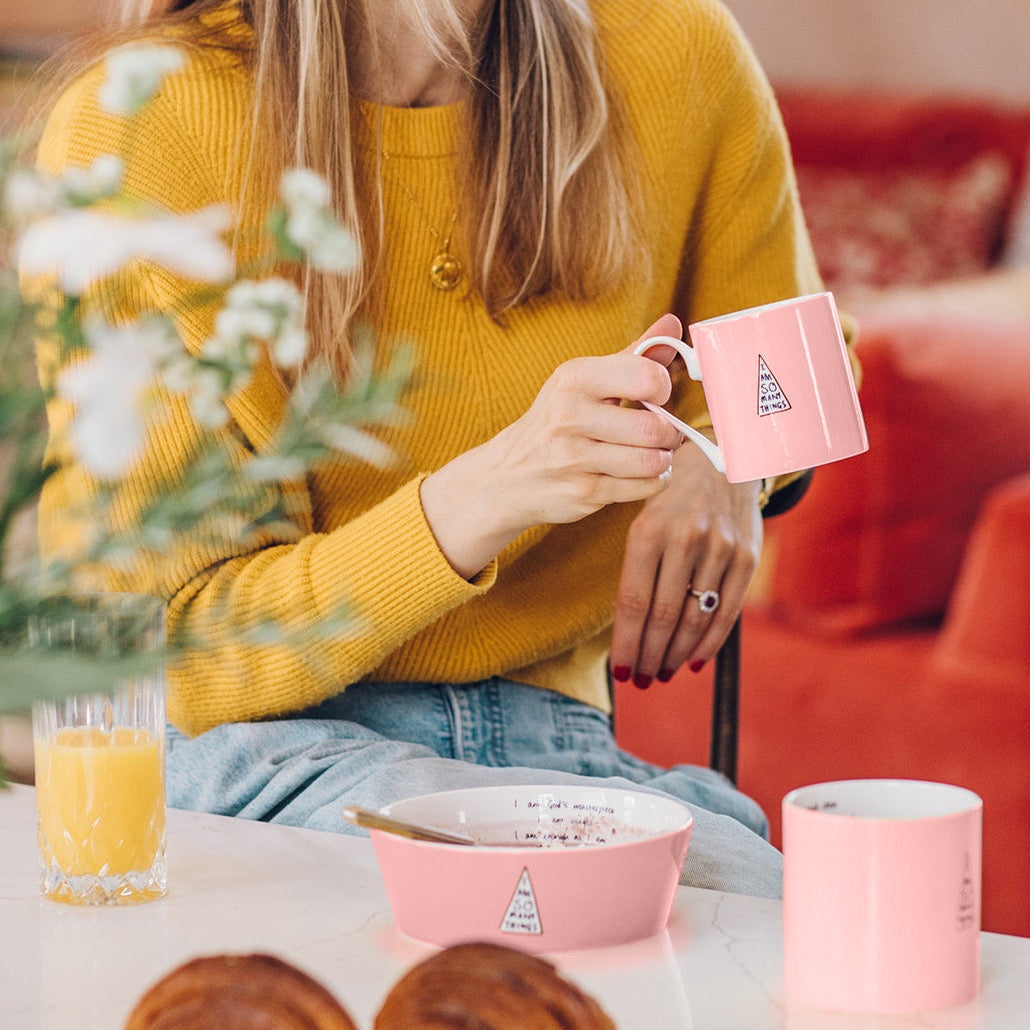 Pink Mug And Bowl Set